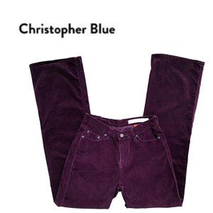 Christopher Blue Maroon Stretch Velvet Pants